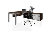 Deskspace Office Workstation Executive Table Desk with Side Credenza and Radiwood Finishing Back Angled View