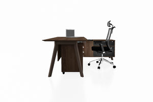 PX9 Office Workstation Executive Table Desk with Side Credenza Side View