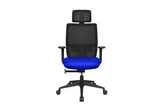 Teddy Office Task Chair with Blue Seat and Nylon Base Front View