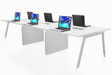 XV Office Workstation Hot Desks Cluster of 6 with Wire Console and White Finishing