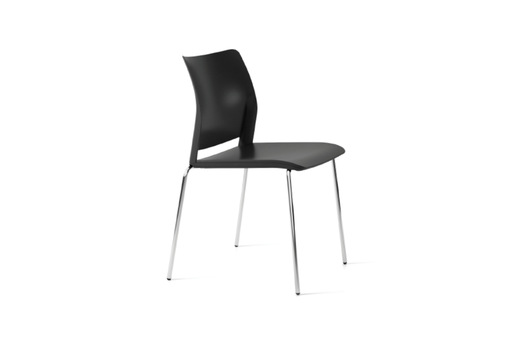 Alpha Office Pantry Chair in Black with 4 Chrome Legs