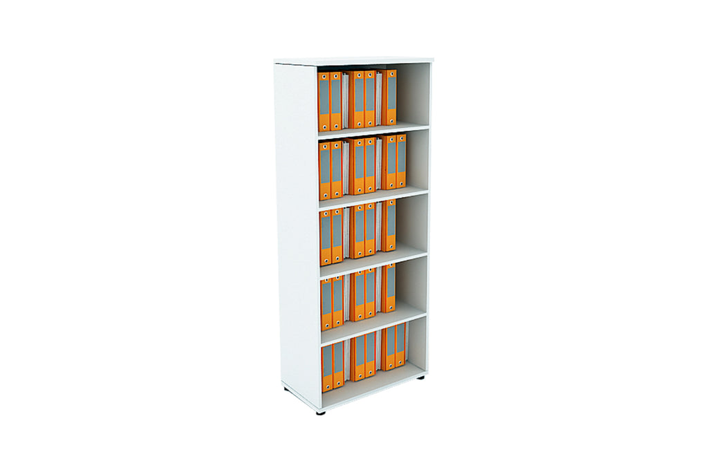 Benchwork Office Wooden Cabinet Open Shelf Full Height in White Finishing
