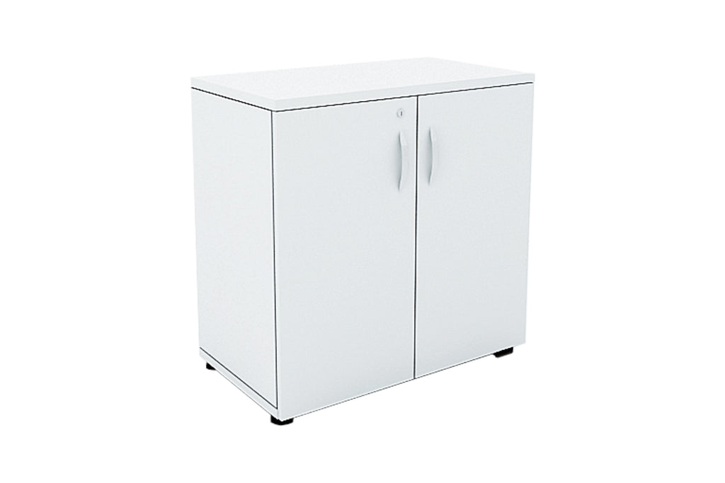 Benchwork Office Wooden Cabinet with Door Low Height in White Finishing