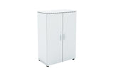 Benchwork Office Wooden Cabinet with Door Mid Height in White Finishing