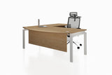 Benchwork Office Workstation Executive Table Desk with Fixed Pedestal and England Oak Finishing Front Angled View