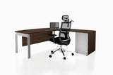 Benchwork Office Workstation Executive Table Desk with Fixed Pedestal and Radiwood Finishing Back Angled View