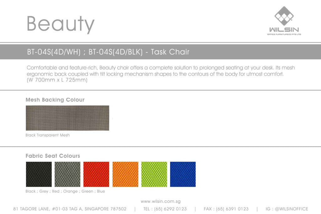 Fabric Seat Colours from Wilsin Office Furniture for Beauty Chair