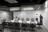 DS Office Workstation Hot Desks Cluster of 10 with Wire Console and Erasable Wall