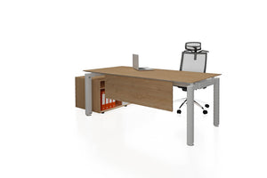 Deskspace Office Workstation Executive Table Desk with Side Credenza and England Oak Finishing Front Angled View