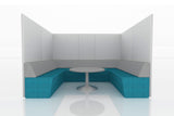 Domain Office Collaborative Discussion Pod with Blue Seatings and Grey Acoustics