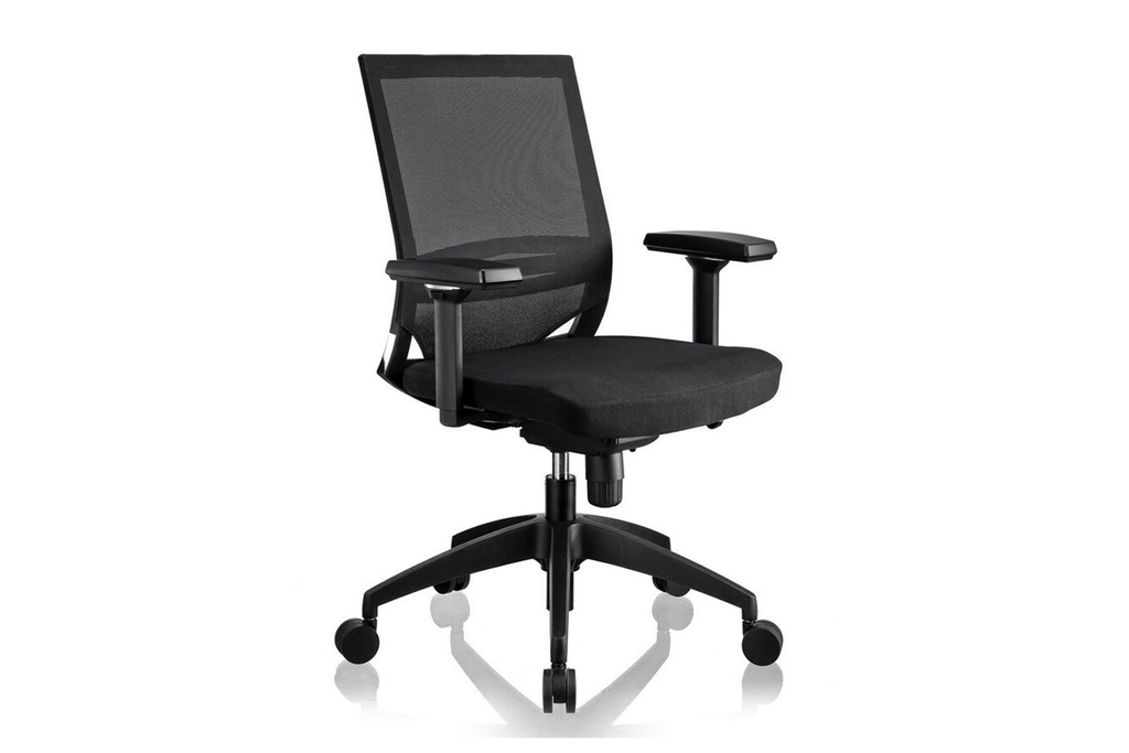 Ergomaster Orion Office Task Chair with Black Seat and Nylon Base Right Angled View