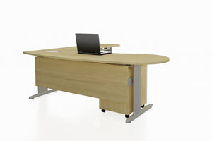 Framework Office Workstation Executive Table Desk Chiave Set with Maple Finishing Front Angled View