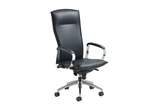Hugo Office Executive Chair with Highback Backrest and Leather Upholstery and Aluminium Base with Casters Right Angled View
