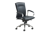 Hugo Office Executive Chair with Midback Backrest and Leather Upholstery and Aluminium Base with Casters Right Angled View
