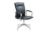 Hugo Office Executive Chair with Midback Backrest and Leather Upholstery and Aluminium Base with Swivel Right Angled View