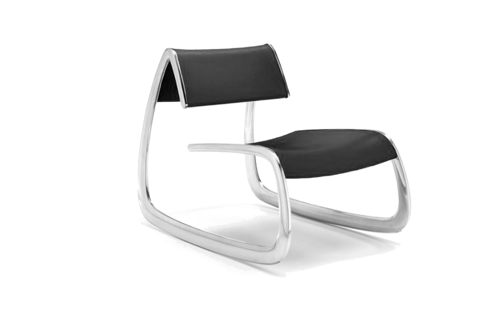Infiniti G Chair with Polished Aluminium Base and Black Polyurethane Backrest