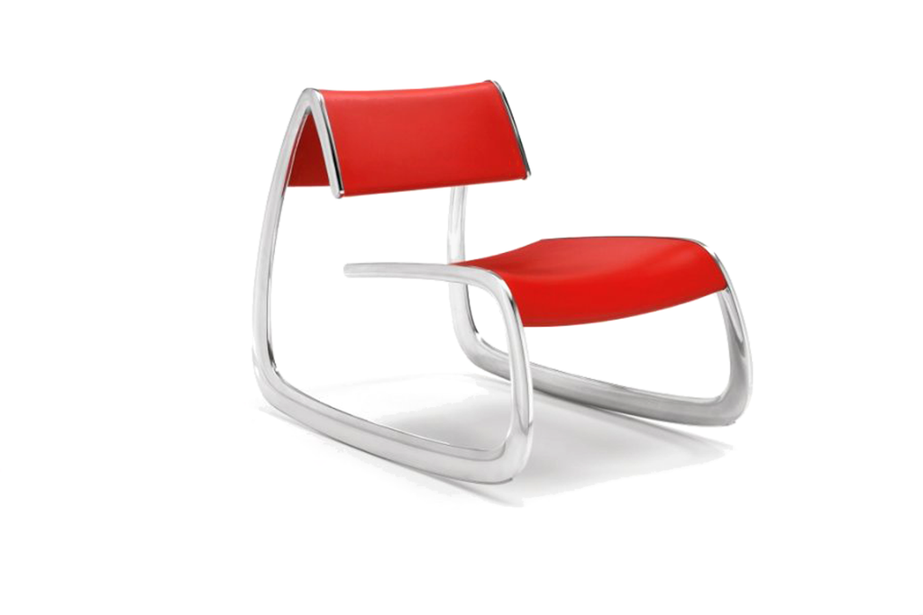 Infiniti G Chair with Polished Aluminium Base and Red Polyurethane Backrest