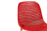 Infiniti Next Dining Chair with Red Ergonomic Polycarbonate Shell with Perforated Holes Designed by Andreas Ostwald Zoomed