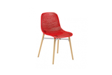 Infiniti Next Dining Chair with Red Ergonomic Polycarbonate Shell with Perforated Holes Designed by Andreas Ostwald