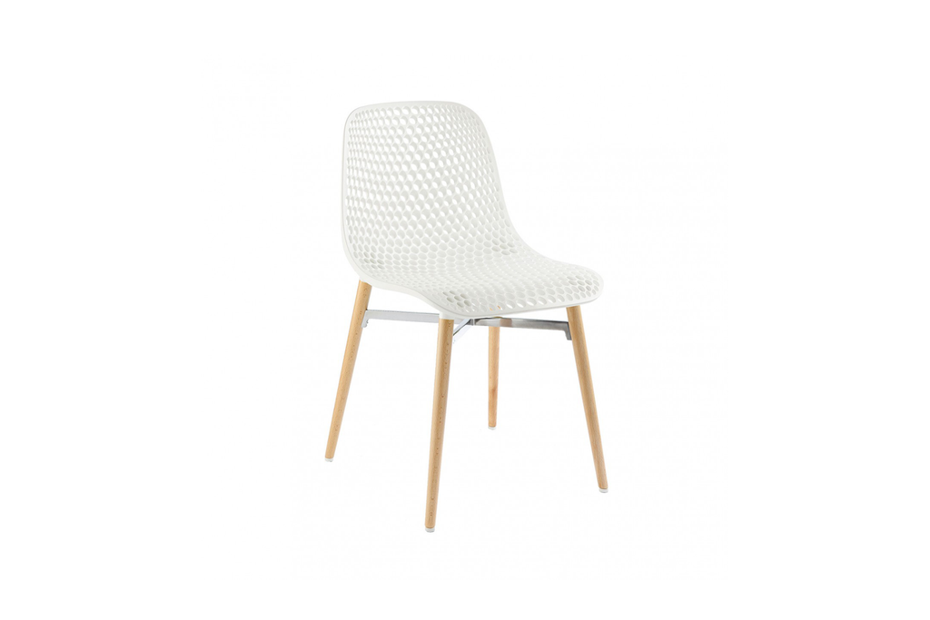 Infiniti Next Dining Chair with White Ergonomic Polycarbonate Shell with Perforated Holes Designed by Andreas Ostwald
