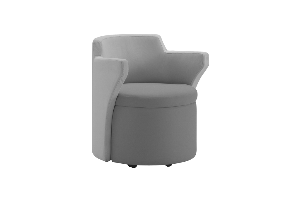 Kissara 1-Seater Lounge Chair with Grey Seat and Casters