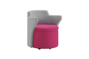 Kissara 1-Seater Lounge Chair with Pink Seat and Casters