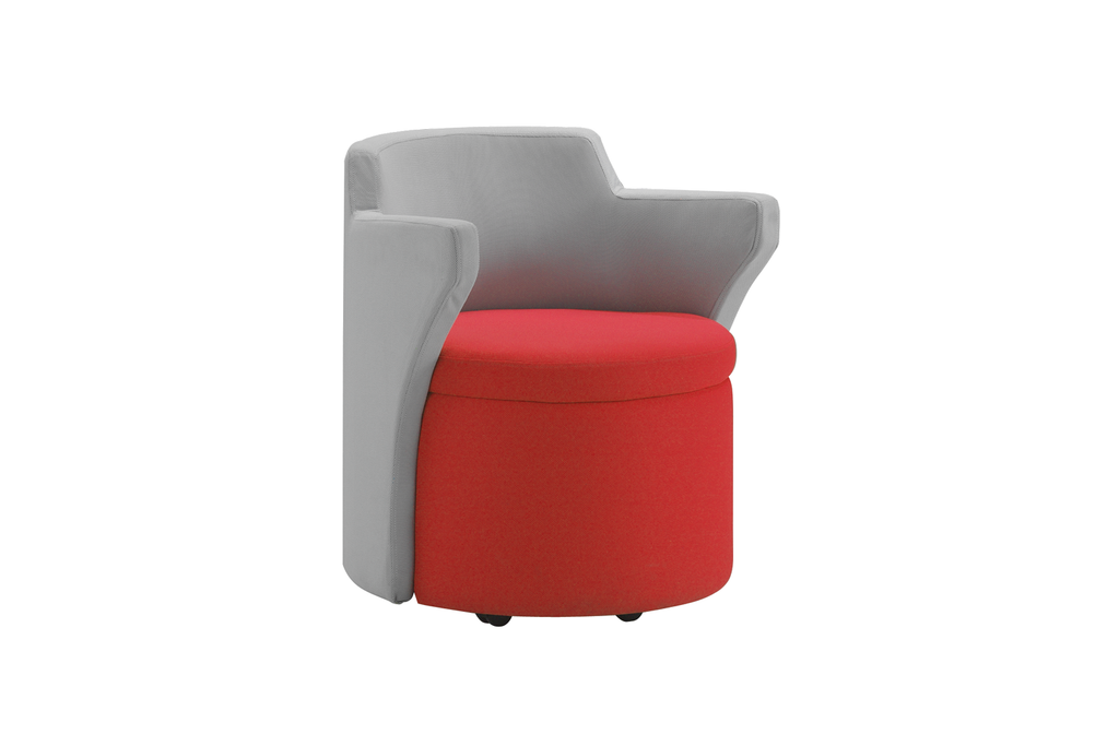 Kissara 1-Seater Lounge Chair with Red Seat and Casters