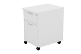 Mobile Pedestal Door In with One Drawer and One Filing Drawer with Handle and White Furnishing