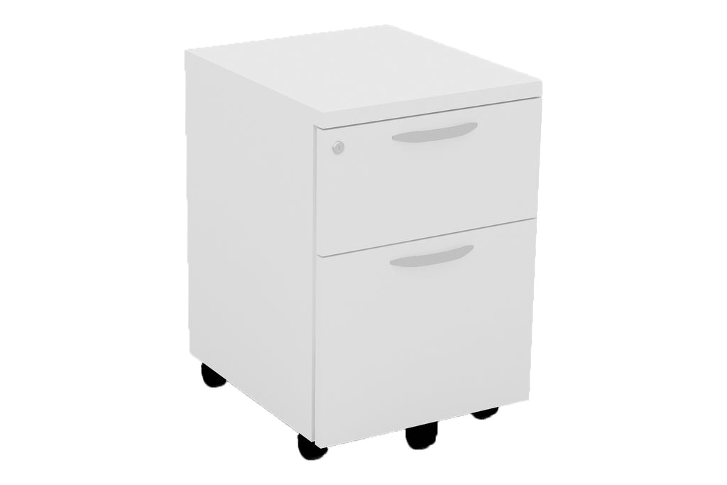 Mobile Pedestal with One Drawer and One Filing Drawer with Handle and White Furnishing