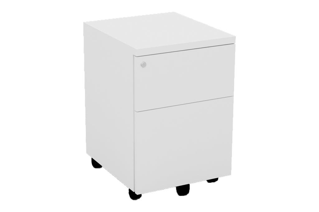 Mobile Pedestal with One Drawer and One Filing Drawer and White Furnishing