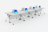 P3 Foldable Training Table with White Table Top in Hotdesking Setup