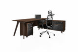 PX9 Office Workstation Executive Table Desk with Side Credenza Back Angled View