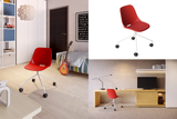 Quick Office Training Chair in Red with Four-legged Base and Caster Wheels