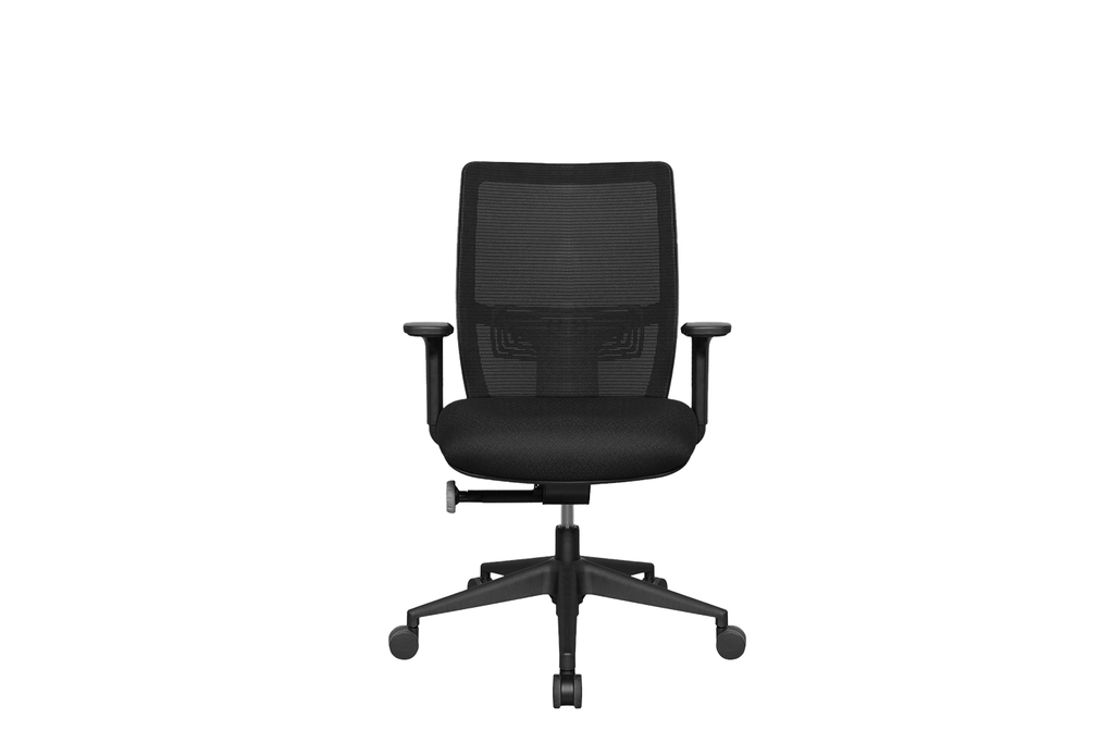 Midback Teddy Office Task Chair with Black Seat and Nylon Base Front View
