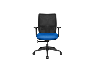 Midback Teddy Office Task Chair with Blue Seat and Nylon Base Front View