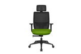 Teddy Office Task Chair with Green Seat and Nylon Base Front View