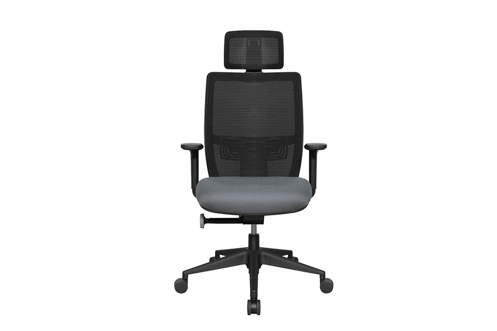 Teddy Office Task Chair with Grey Seat and Nylon Base Front View