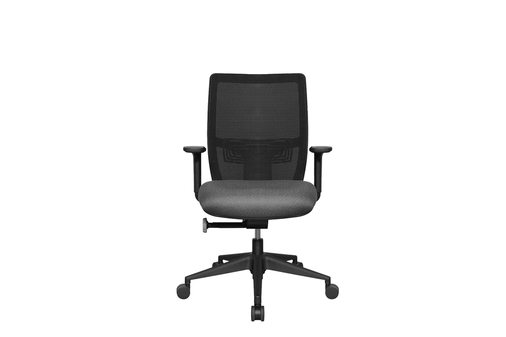 Midback Teddy Office Task Chair with Grey Seat and Nylon Base Front View