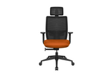 Teddy Office Task Chair with Orange Seat and Nylon Base Front View