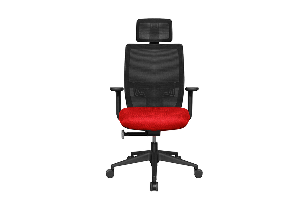 Teddy Office Task Chair with Red Seat and Nylon Base Front View
