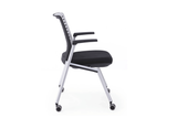 Trek Folding and Nestable Office Training Chair with Polymer Back Fabric Seat with Armrest and Casters Wheels Right  View
